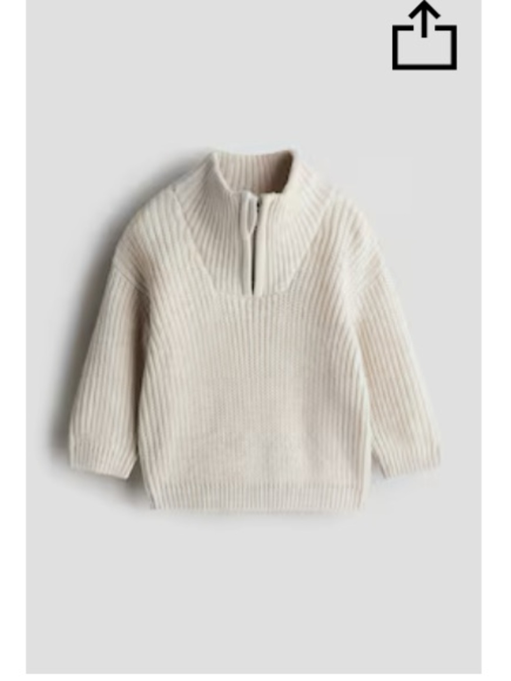 H&M Cozy Half-Zip Ribbed Sweater in Light Gray
